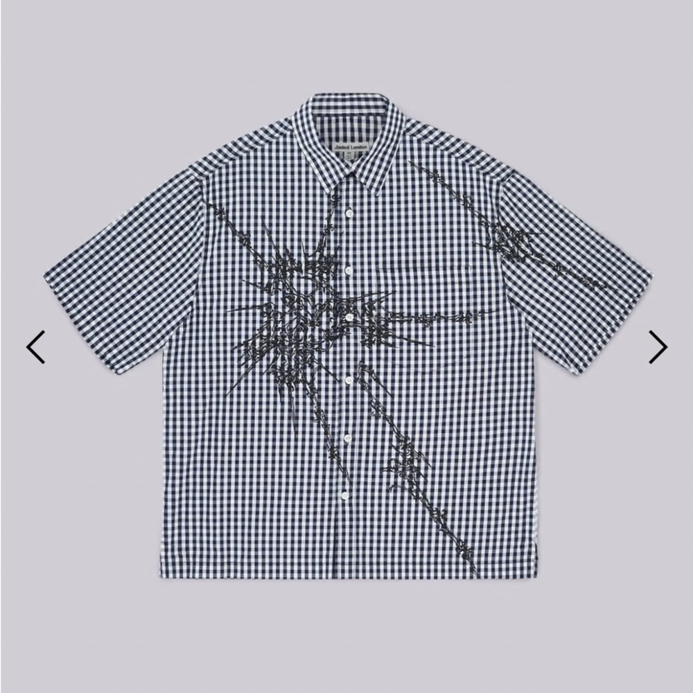 Jaded London Black and White Graphic Checkered Shirt